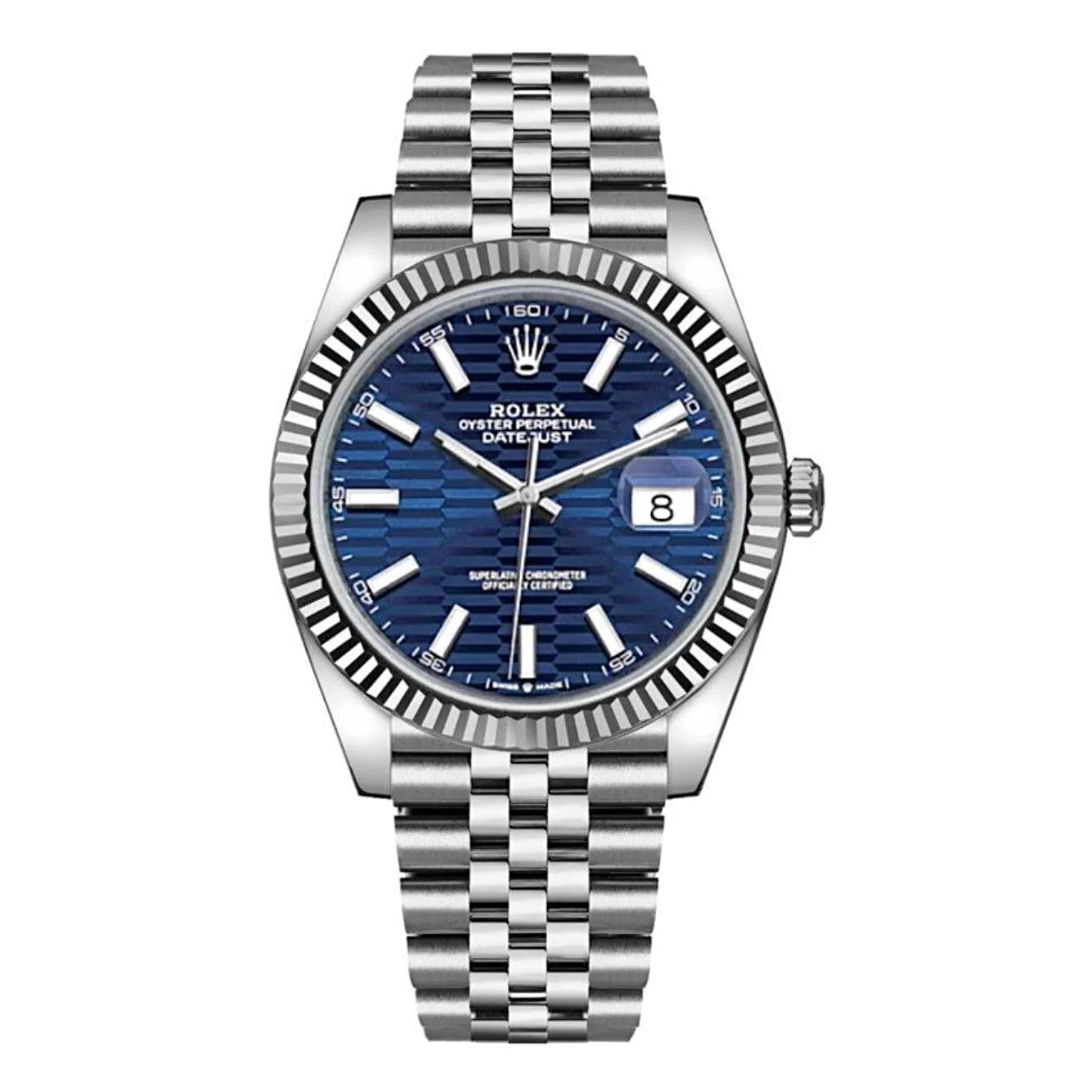 Rolex Datejust 41mm - Ref: 126334 - Blue Motif Dial, Stainless Steel Jubilee Bracelet Men's Watch