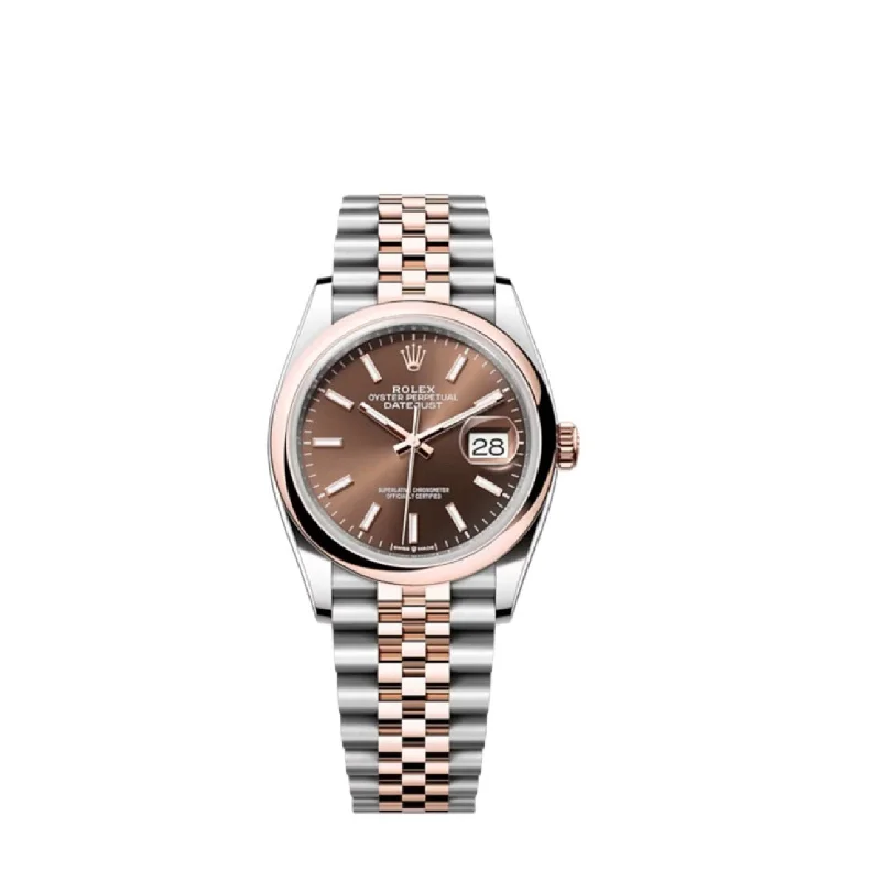 Rolex Datejust 36mm - Ref: 126201 - Chocolate Stick Dial, Two Tone Stainless Steel & 18K Rose Gold Jubilee Bracelet Watch