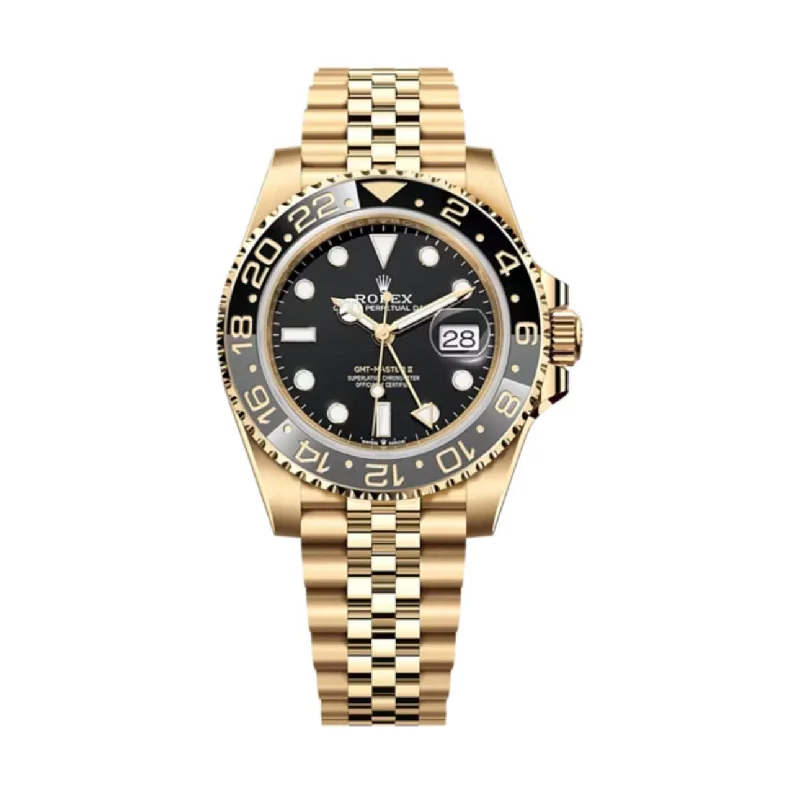 Rolex GMT-Master II 40mm - Ref: 126718GRNR - Black Dial, Grey & Black Ceramic Bezel, 18K Yellow Gold Jubilee Bracelet Men's Watch