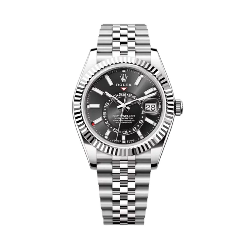 Rolex Sky-Dweller 42mm - Ref: 336934 - Bright Black Stick Dial, Stainless Steel Jubilee Bracelet Watch