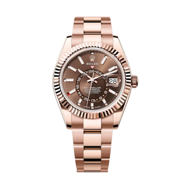 Rolex Sky-Dweller 42mm - Ref: 336935 - Chocolate Stick Dial, 18K Rose Gold Oyster Bracelet Watch