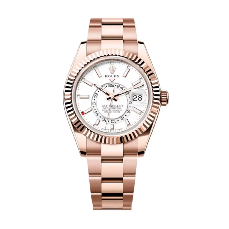 Rolex Sky-Dweller 42mm - Ref: 336935 - Intense White Stick Dial, 18K Rose Gold Oyster Bracelet Watch