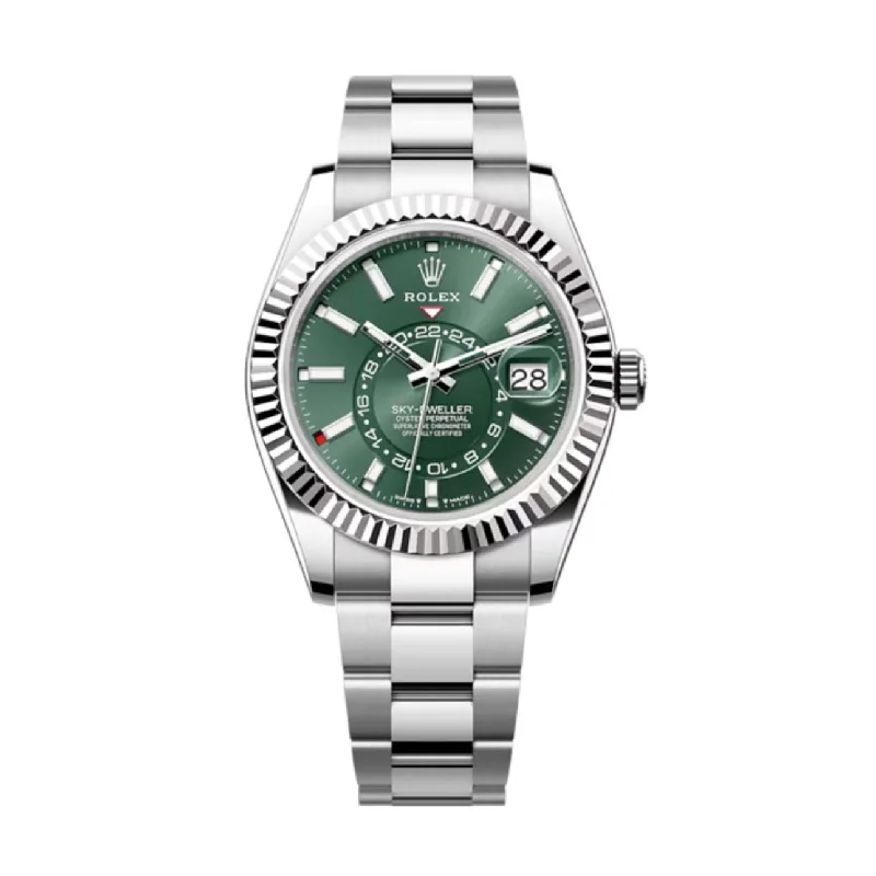 Rolex Sky-Dweller 42mm - Ref: 336934-0001 - Mint Green Stick Dial, Stainless Steel Oyster Bracelet Watch