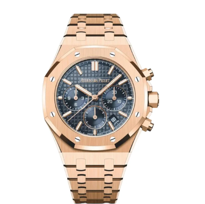 Audemars Piguet Royal Oak Selfwinding 38mm Watch - Ref: 26715OR.OO.1356OR.01 - Blue Dial, 18K Rose Gold Bracelet