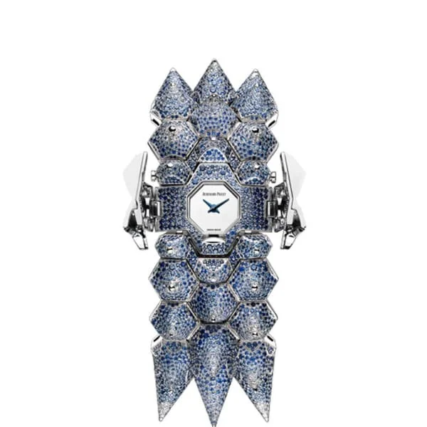 Audemars Piguet Haute Joaillerie Diamond Outrage Watch - Ref: 67701BC.SS.9191BC.01 - Mirror Polished Dial in 18K White Gold Blue Sapphire Case, 18K White Gold Sapphire Bracelet