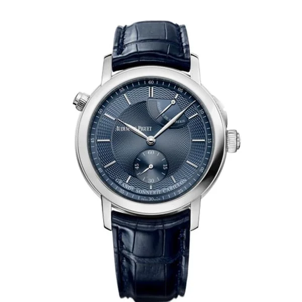 Audemars Piguet Jules Audemars Grande Sonnerie Carillon 39mm Watch - Ref: 26344PT.OO.D028CR.02 - Blue Dial in Platinum Case, Blue Alligator Strap