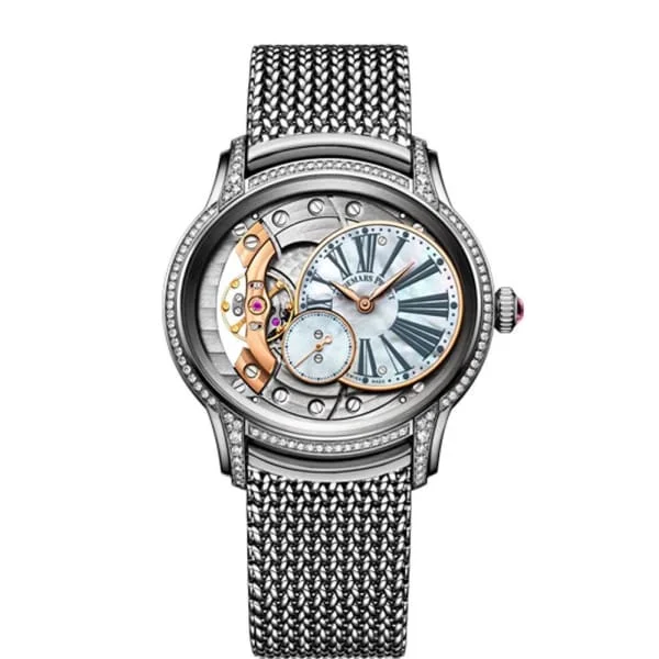 Audemars Piguet Millenary Hand-Wound 39.5mm Watch - Ref: 77247BC.ZZ.1272BC.01 - White Mother of Pearl Dial, 18K White Gold Bracelet