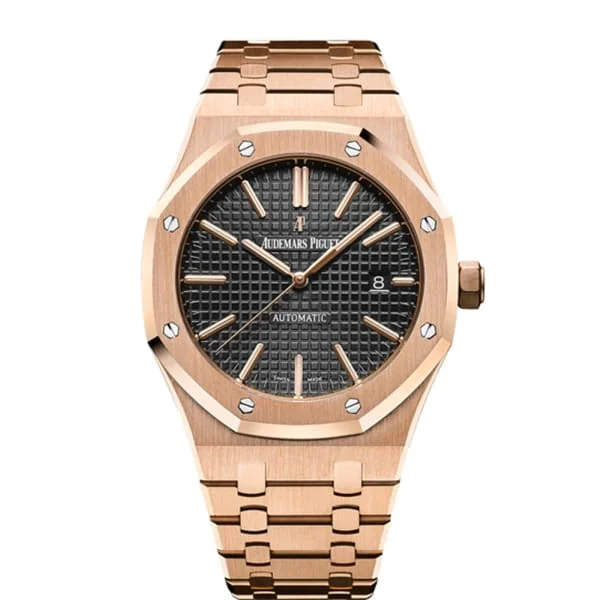 Audemars Piguet Royal Oak Selfwinding 41mm Men's Watch - Ref: 15400OR.OO.1220OR.01 - Black Dial, 18K Rose Gold Bracelet