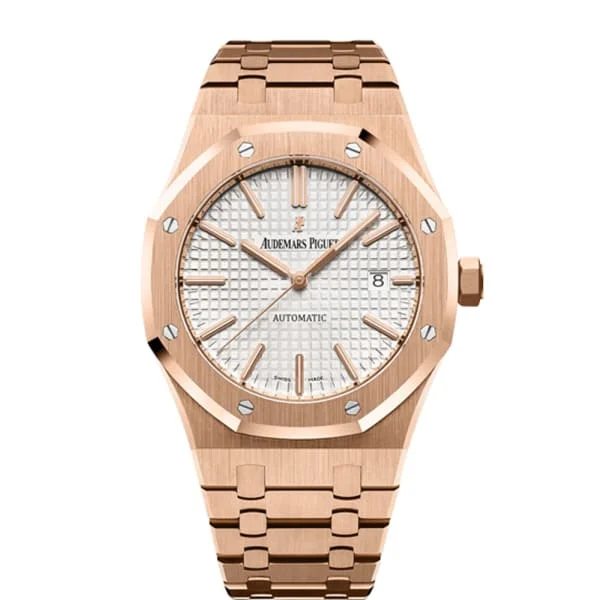 Audemars Piguet Royal Oak Selfwinding 41mm Men's Watch - Ref: 15400OR.OO.1220OR.02 - Silver Dial, 18K Rose Gold Bracelet