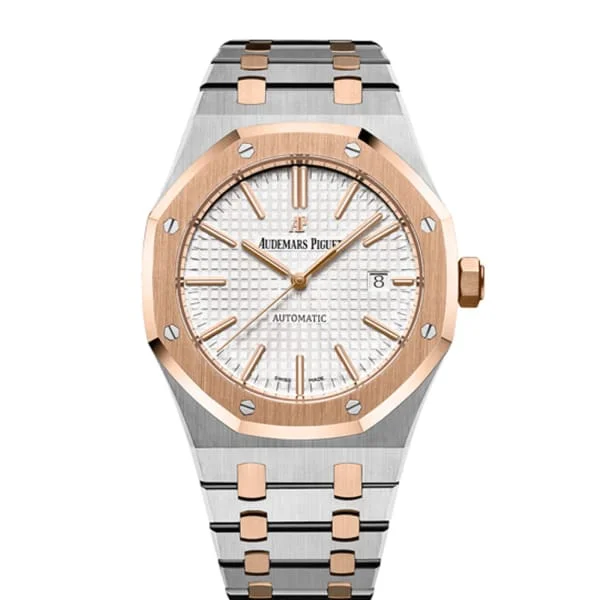 Audemars Piguet Royal Oak Selfwinding 41mm Men's Watch - Ref: 15400SR.OO.1220SR.01 - Silver Dial, Two Tone Stainless Steel & 18K Rose Gold Bracelet