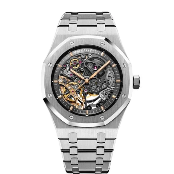 Audemars Piguet Royal Oak Openworked Double Balance Wheel 41mm Men's Watch - Ref: 15407ST.OO.1220ST.01 - Grey Dial, Stainless Steel Bracelet