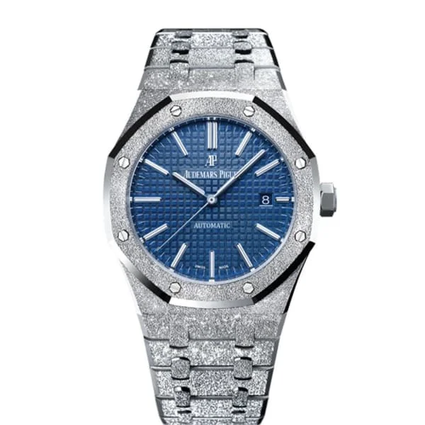 Audemars Piguet Royal Oak Selfwinding 41mm Men's Watch - Ref: 15410BC.GG.1224BC.01 - Blue Dial, 18K Frosted White Gold Bracelet