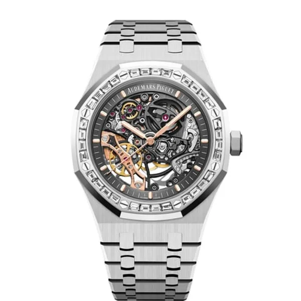 Audemars Piguet Royal Oak Openworked Double Balance Wheel 41mm Men's Watch - Ref: 15412BC.ZZ.1220BC.01 - Grey Dial, 18K White Gold Bracelet