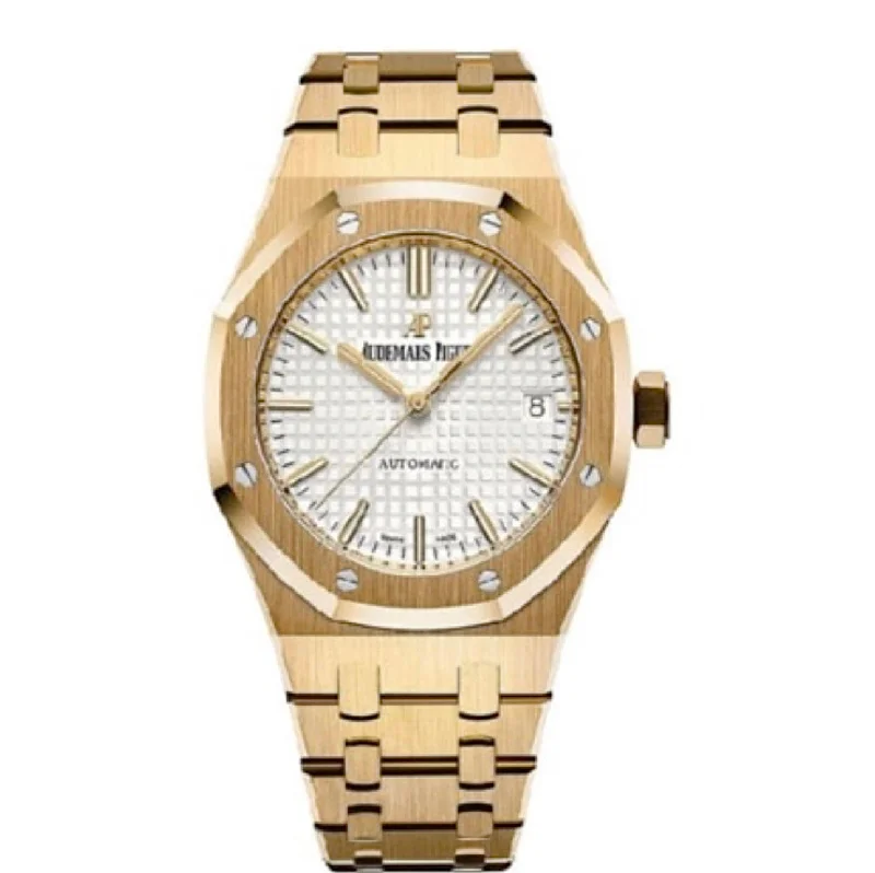 Audemars Piguet Royal Oak Selfwinding 37mm Watch - Ref: 15450BA.OO.1256BA.01 - Silver Dial, 18K Yellow Gold Bracelet