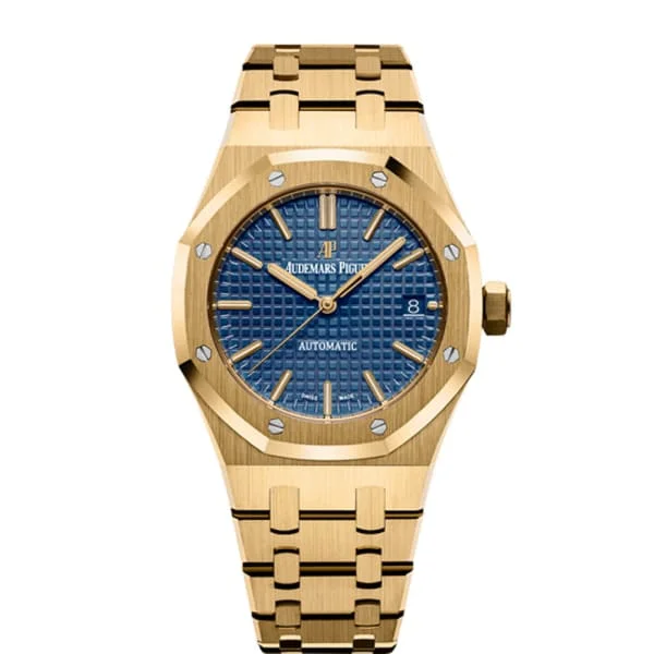 Audemars Piguet Royal Oak Selfwinding 37mm Watch - Ref: 15450BA.OO.1256BA.02 - Blue Dial, 18K Yellow Gold Bracelet