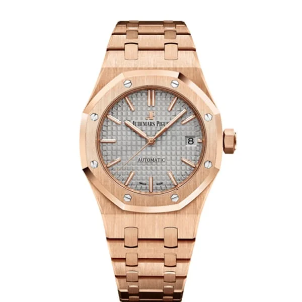 Audemars Piguet Royal Oak Selfwinding 37mm Watch - Ref: 15450OR.OO.1256OR.01 - Grey Dial, 18K Rose Gold Bracelet