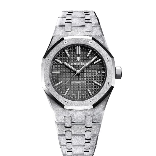 Audemars Piguet Royal Oak Selfwinding 37mm Watch - Ref: 15454BC.GG.1259BC.03 - Black Dial, 18K Frosted White Gold Bracelet