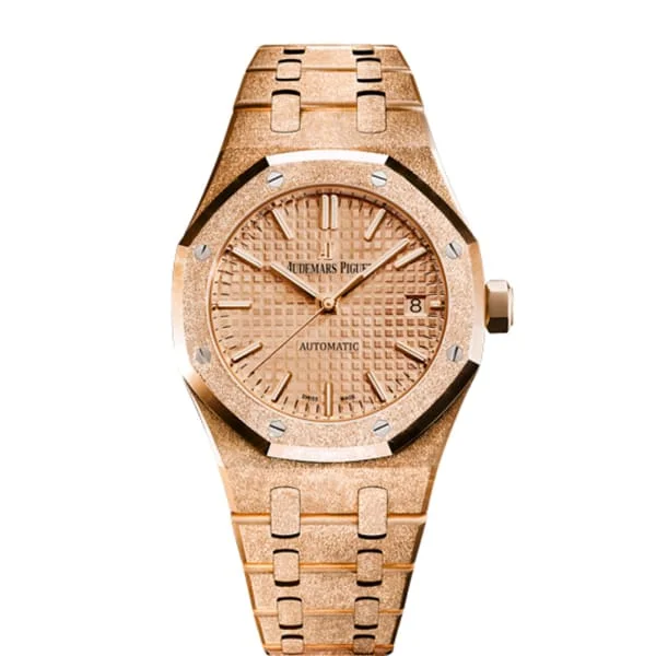 Audemars Piguet Royal Oak Selfwinding 37mm Watch - Ref: 15454OR.GG.1259OR.03 - Rose Gold Dial, 18K Frosted Rose Gold Bracelet