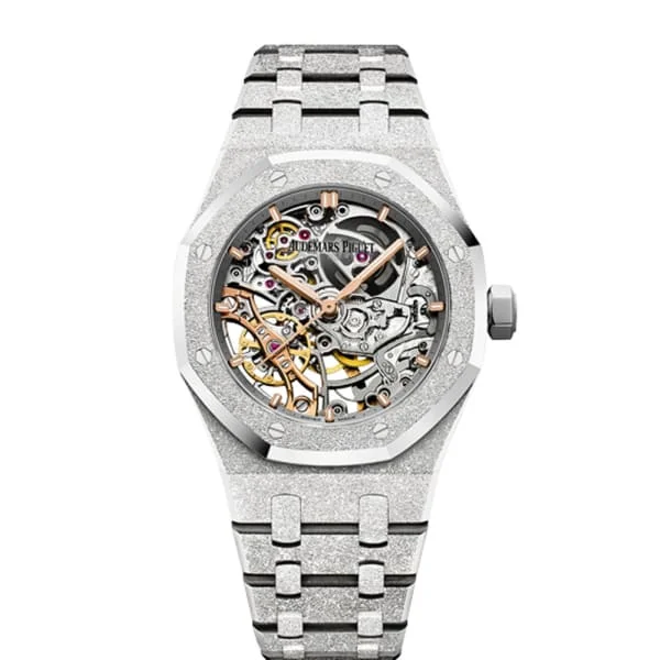 Audemars Piguet Royal Oak Openworked Double Balance Wheel 37mm Watch - Ref: 15466BC.GG.1259BC.01 - Skeletonised Dial, 18K Frosted White Gold Bracelet