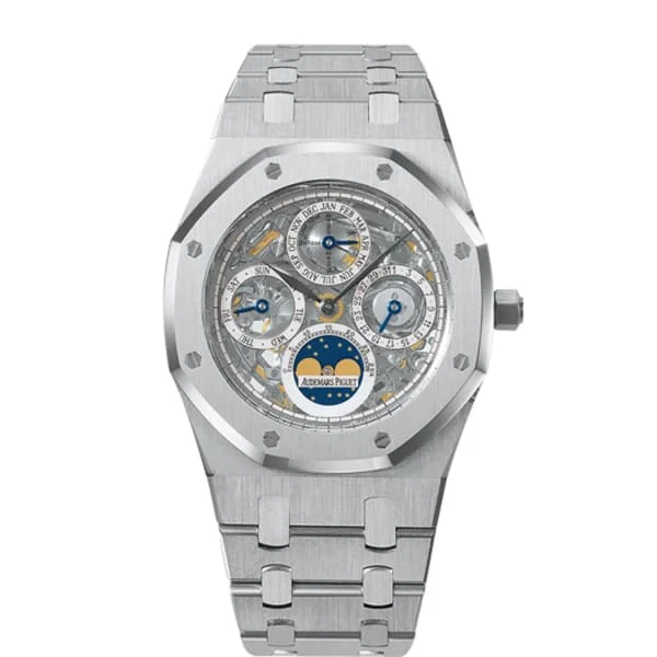 Audemars Piguet Royal Oak Openworked Perpetual Calendar 39mm Watch - Ref: 25829PT.OO.0944PT.01 - Transparent Sapphire Moonphase Skeleton Dial, Platinum Bracelet