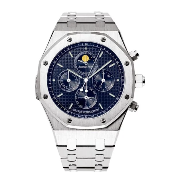 Audemars Piguet Royal Oak Grande Complication 44mm Men's Watch - Ref: 25865BC.OO.1105BC.01 - Blue Moonphase Dial, 18K White Gold Bracelet