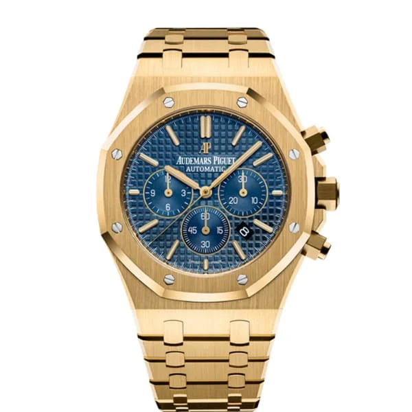 Audemars Piguet Royal Oak Chronograph 41mm Men's Watch - Ref: 26320BA.OO.1220BA.02 - Blue Dial, 18K Yellow Gold Bracelet