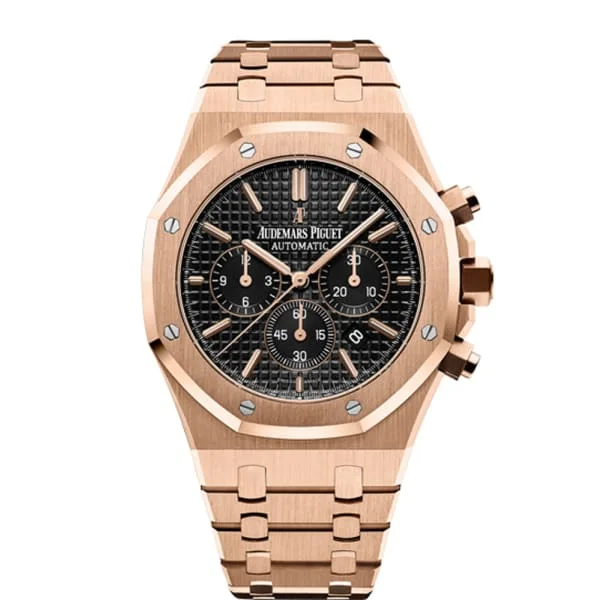 Audemars Piguet Royal Oak Selfwinding Chronograph 41mm Men's Watch - Ref: 26320OR.OO.1220OR.01 - Black Dial, 18K Rose Gold Bracelet