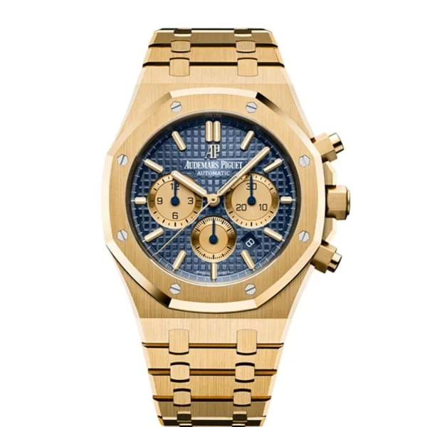 Audemars Piguet Royal Oak Selfwinding Chronograph 41mm Men's Watch - Ref: 26331BA.OO.1220BA.01 - Blue Dial, 18K Yellow Gold Bracelet