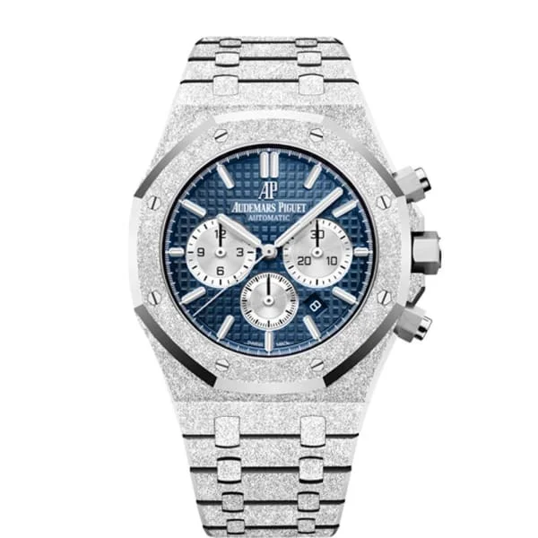 Audemars Piguet Royal Oak Selfwinding Chronograph Frosted Gold 41mm Men's Watch - Ref: 26331BC.GG.1224BC.02 - Blue Dial, 18K White Gold Bracelet