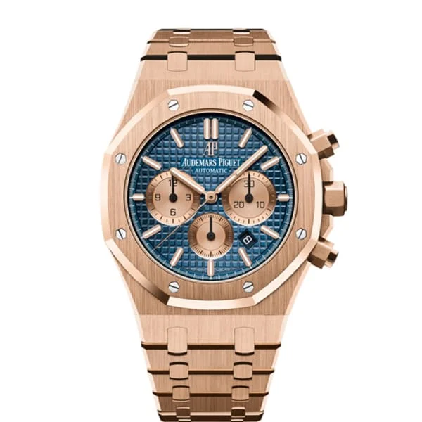 Audemars Piguet Royal Oak Selfwinding Chronograph 41mm Men's Watch - Ref: 26331OR.OO.1220OR.01 - Blue Dial, 18K Rose Gold Bracelet