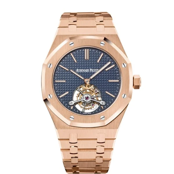 Audemars Piguet Royal Oak Tourbillon Extra-Thin 41mm Men's Watch - Ref: 26510OR.OO.1220OR.01 - Blue Dial, 18K Rose Gold Bracelet