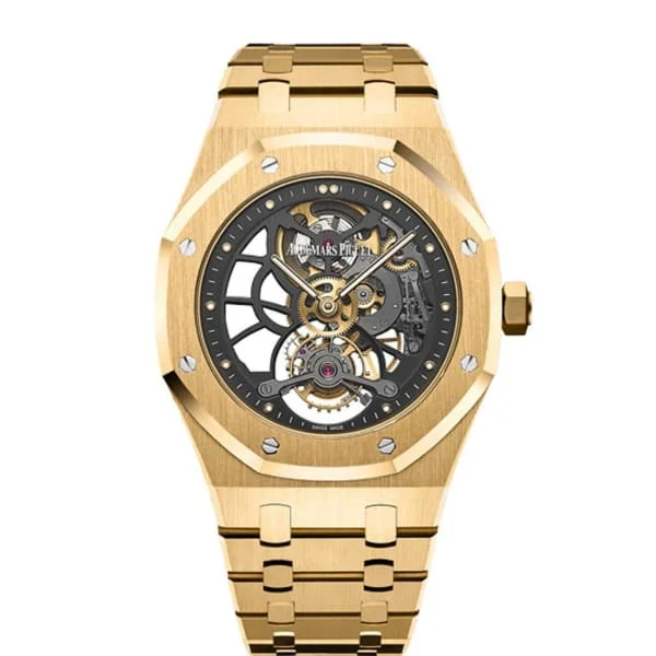 Audemars Piguet Royal Oak Tourbillon Extra-Thin Openworked 41mm Men's Watch - Ref: 26513BA.OO.1220BA.01 - Openworked Dial, 18K Yellow Gold Bracelet