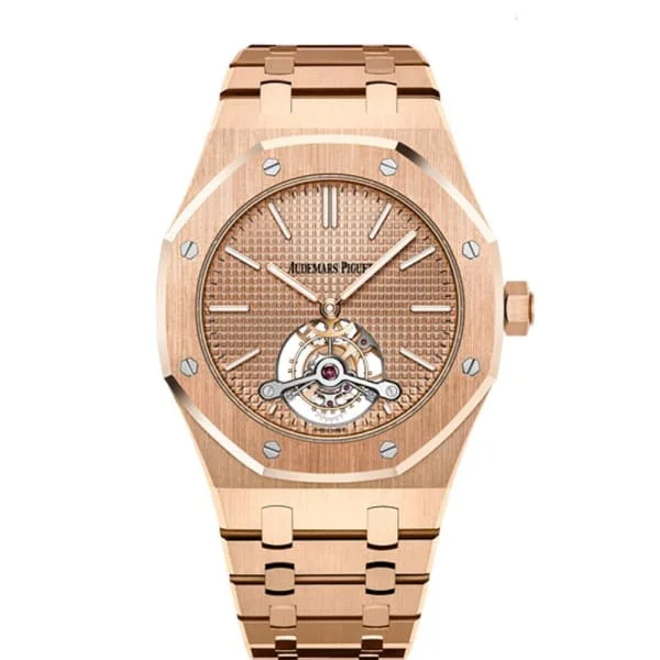 Audemars Piguet Royal Oak Tourbillon Extra-Thin 41mm Men's Watch - Ref: 26515OR.OO.1220OR.01 - Rose Gold Dial, 18K Rose Gold Bracelet