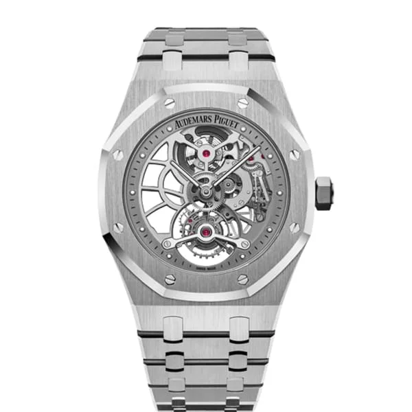 Audemars Piguet Royal Oak Tourbillon Extra-Thin Openworked 41mm Men's Watch - Ref: 26518ST.OO.1220ST.01 - Grey Skeleton Dial, Stainless Steel Bracelet