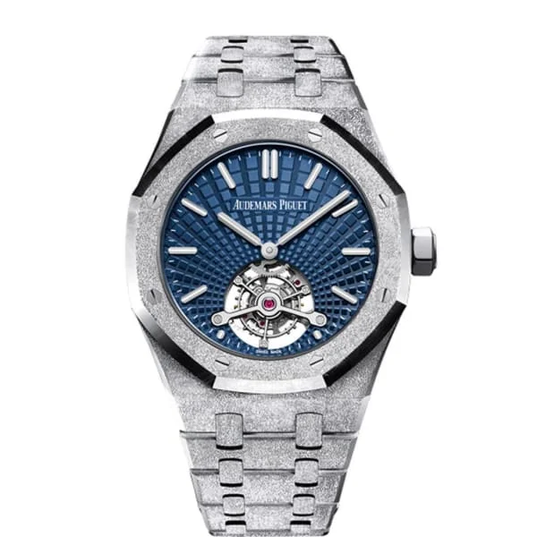 Audemars Piguet Royal Oak Tourbillon Extra-Thin Openworked 41mm Men's Watch - Ref: 26520BC.GG.1224BC.01 - Blue Dial, 18K White Gold Bracelet