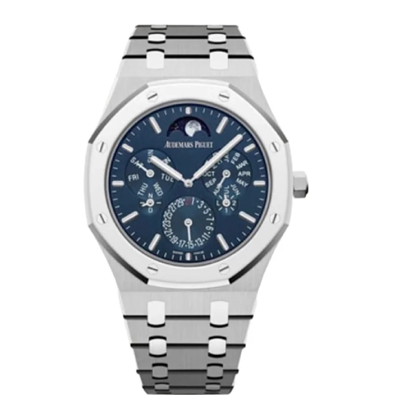 Audemars Piguet Royal Oak Selfwinding Perpetual Calendar Ultra-Thin 41mm Men's Watch - Ref: 26586IP.OO.1240IP.01 - Blue Moonphase Dial, Titanium Bracelet