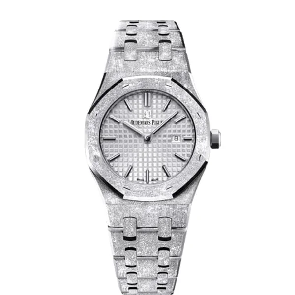 Audemars Piguet Royal Oak Lady Frosted 33mm Watch - Ref: 67653BC.GG.1263BC.01 - Silver Dial, 18K White Gold Bracelet