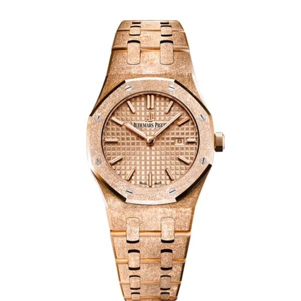 Audemars Piguet Royal Oak Lady Frosted 33mm Watch - Ref: 67653OR.GG.1263OR.02 - Rose Gold Dial, 18K Rose Gold Bracelet