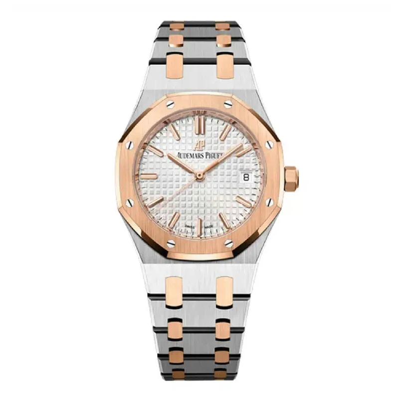 Audemars Piguet Royal Oak Selfwinding 34mm Watch - Ref: 77350SR.OO.1261SR.01 - Silver Dial, Two Tone Stainless Steel & 18K Rose Gold Bracelet