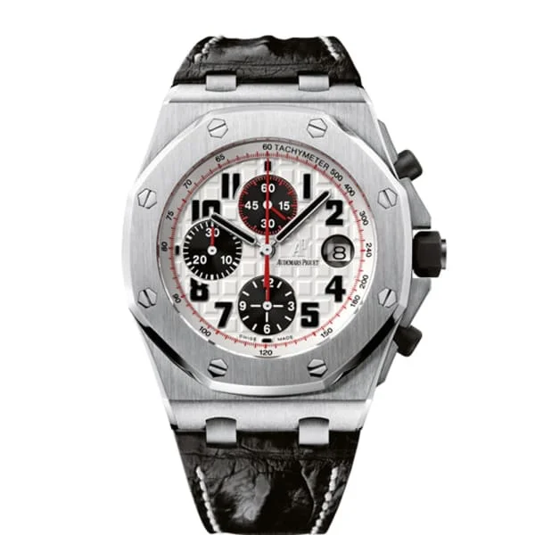 Audemars Piguet Royal Oak Offshore Chronograph 42mm | leather strap | Silver Panda Dial | Mens Watch, Ref. 26170ST.OO.D101CR.02