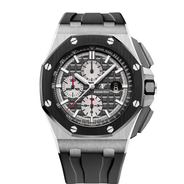 Audemars Piguet Royal Oak Offshore Selfwinding Chronograph 44mm Men's Watch - Ref: 26400IO.OO.A004CA.01 - Grey Dial in Titanium Case, Black Rubber Strap