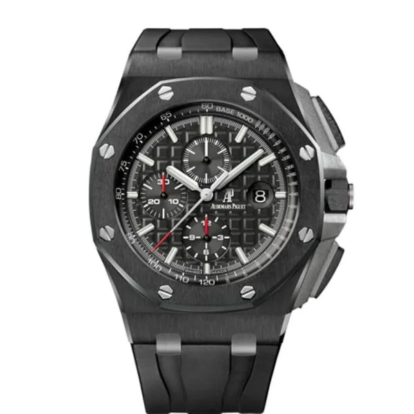 Audemars Piguet Royal Oak Offshore Chronograph 44mm Men's Watch - Ref: 26402CE.OO.A002CA.01 - Black Dial in Black Ceramic Case, Black Rubber Strap