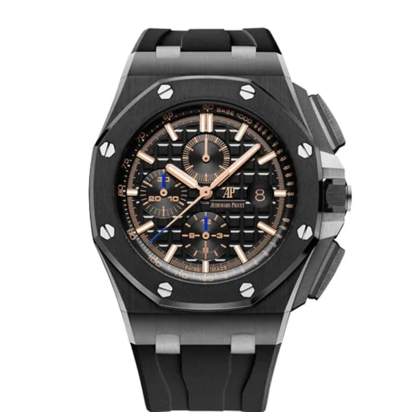 Audemars Piguet Royal Oak Offshore Chronograph 44mm Men's Watch - Ref: 26405CE.OO.A002CA.02 - Black Dial in Ceramic Case, Black Rubber Strap