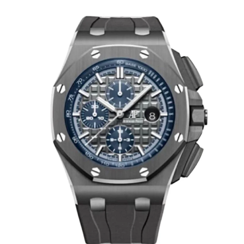 Audemars Piguet Royal Oak Offshore Selfwinding Chronograph 44mm Men's Watch - Ref: 26405CG.OO.A004CA.01 - Grey Dial in Black Ceramic Case, Grey Rubber Strap