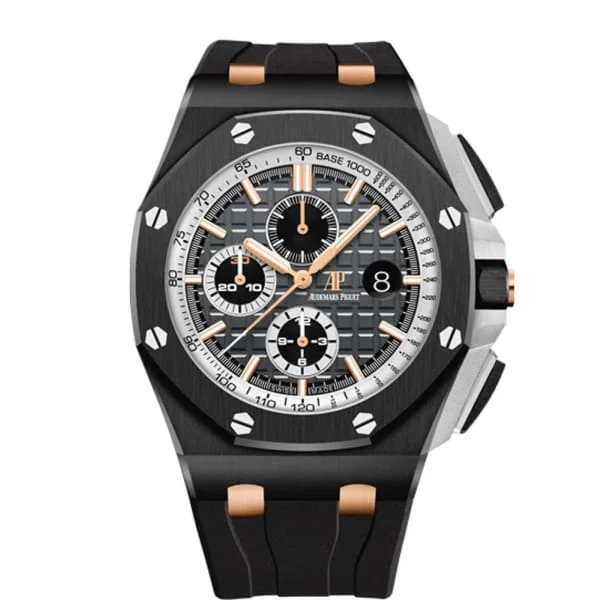 Audemars Piguet Royal Oak Offshore Chronograph Pride Of Germany 44mm Men's Watch - Ref: 26415CE.OO.A002CA.01 - Slate Grey Dial in Ceramic Case, Black Rubber Strap