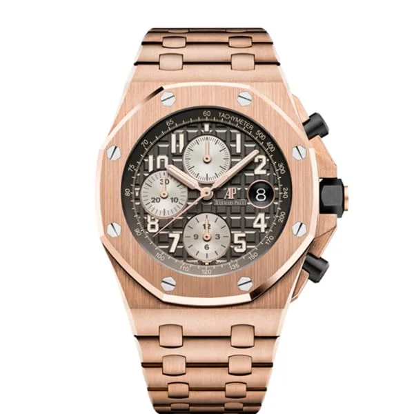 Audemars Piguet Royal Oak Offshore Selfwinding Chronograph 42mm Men's Watch - Ref: 26470OR.OO.1000OR.02 - Grey Dial, 18K Rose Gold Bracelet