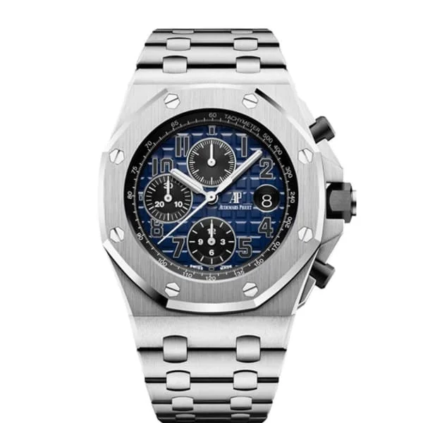 Audemars Piguet Royal Oak Offshore Selfwinding Chronograph 42mm Men's Watch - Ref: 26470PT.OO.1000PT.02 - Blue Dial, Platinum Bracelet