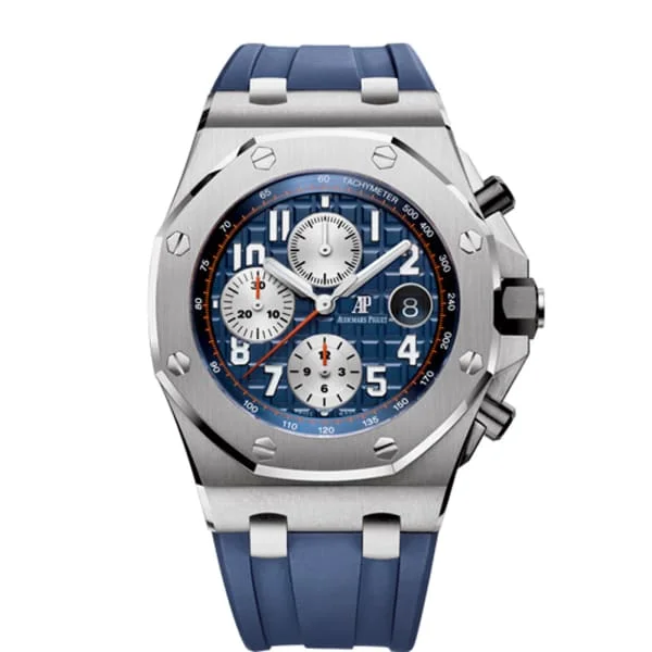 Audemars Piguet Royal Oak Offshore Chronograph 42mm Men's Watch - Ref: 26470ST.OO.A027CA.01 - Blue Dial, Blue Rubber Strap