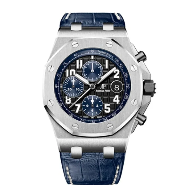 Audemars Piguet Royal Oak Offshore Selfwinding Chronograph 42mm Men's Watch - Ref: 26470ST.OO.A028CR.01 - Black Dial, Blue Alligator Strap