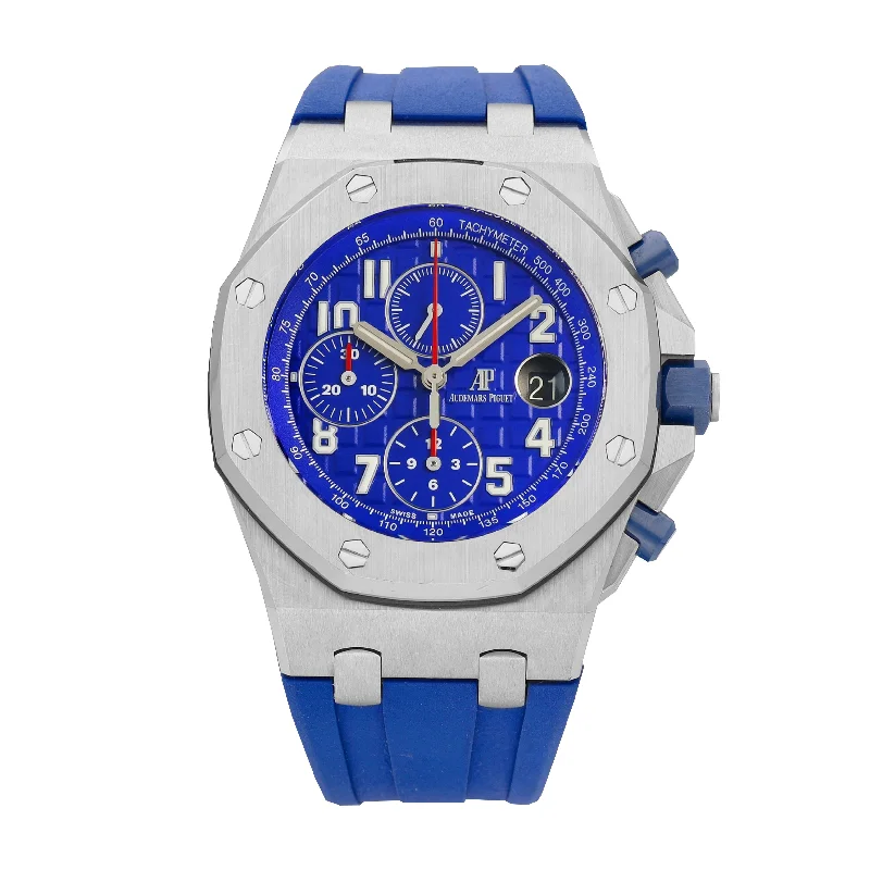 Audemars Piguet Royal Oak Offshore Selfwinding Chronograph 42mm Men's Watch - Ref: 26470ST.OO.A030CA.01 - Blue Dial, Blue Rubber Strap